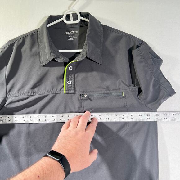 Cherokee Uniforms Polo Top Woman's Large Style # CKI803 Grey Zipper Pocket - Picture 6 of 10